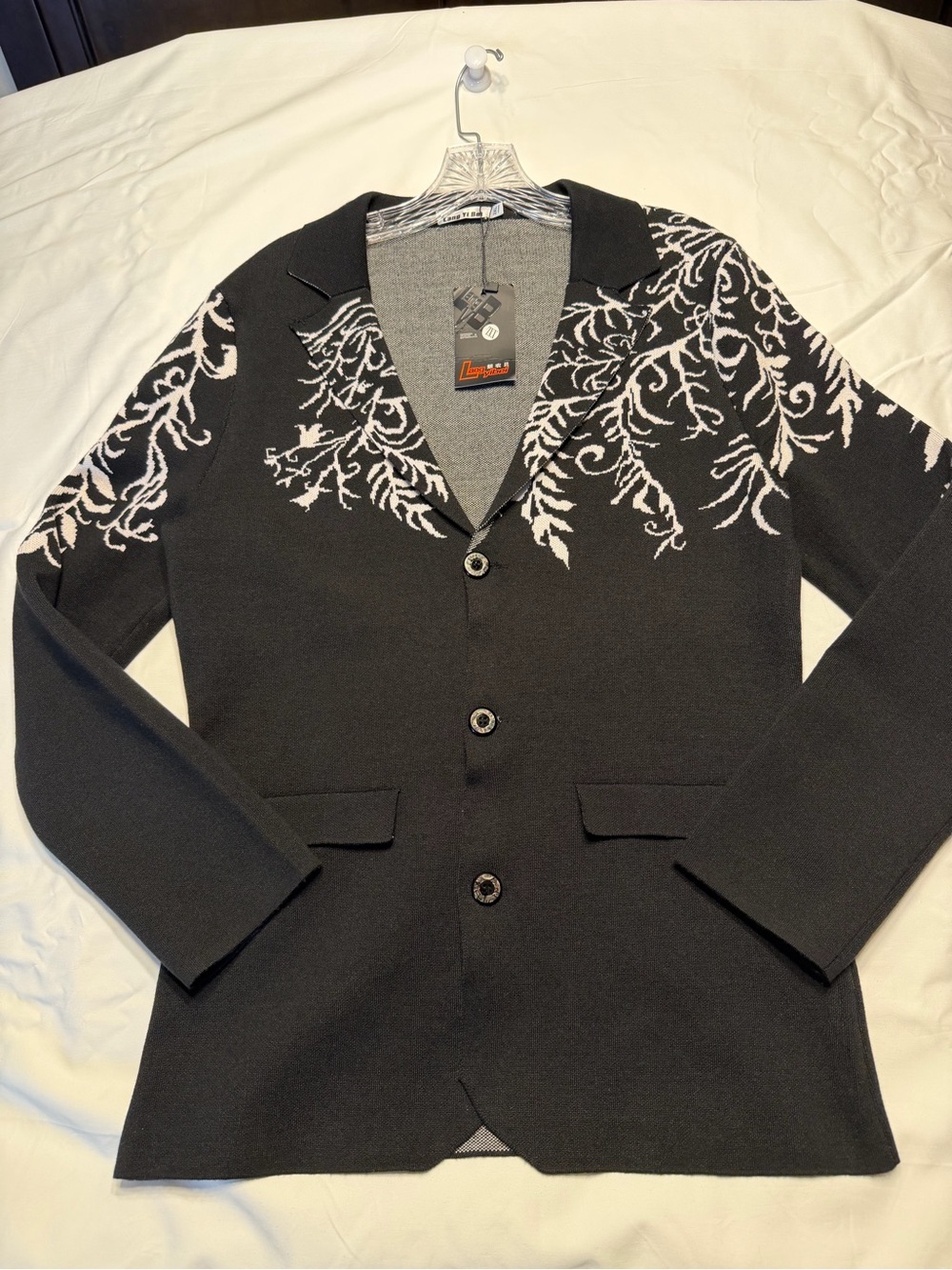 Unique Black Branch-Pattern women’s  Blazer 1103